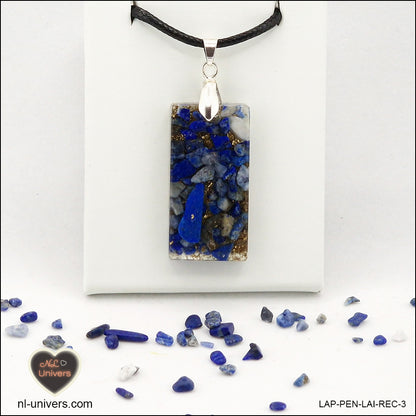 Pendentif Lapis-Lazuli rectangle M.2 en orgonite laiton