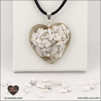 Howlite-Magnesite heart pendant M.3 in brass orgonite