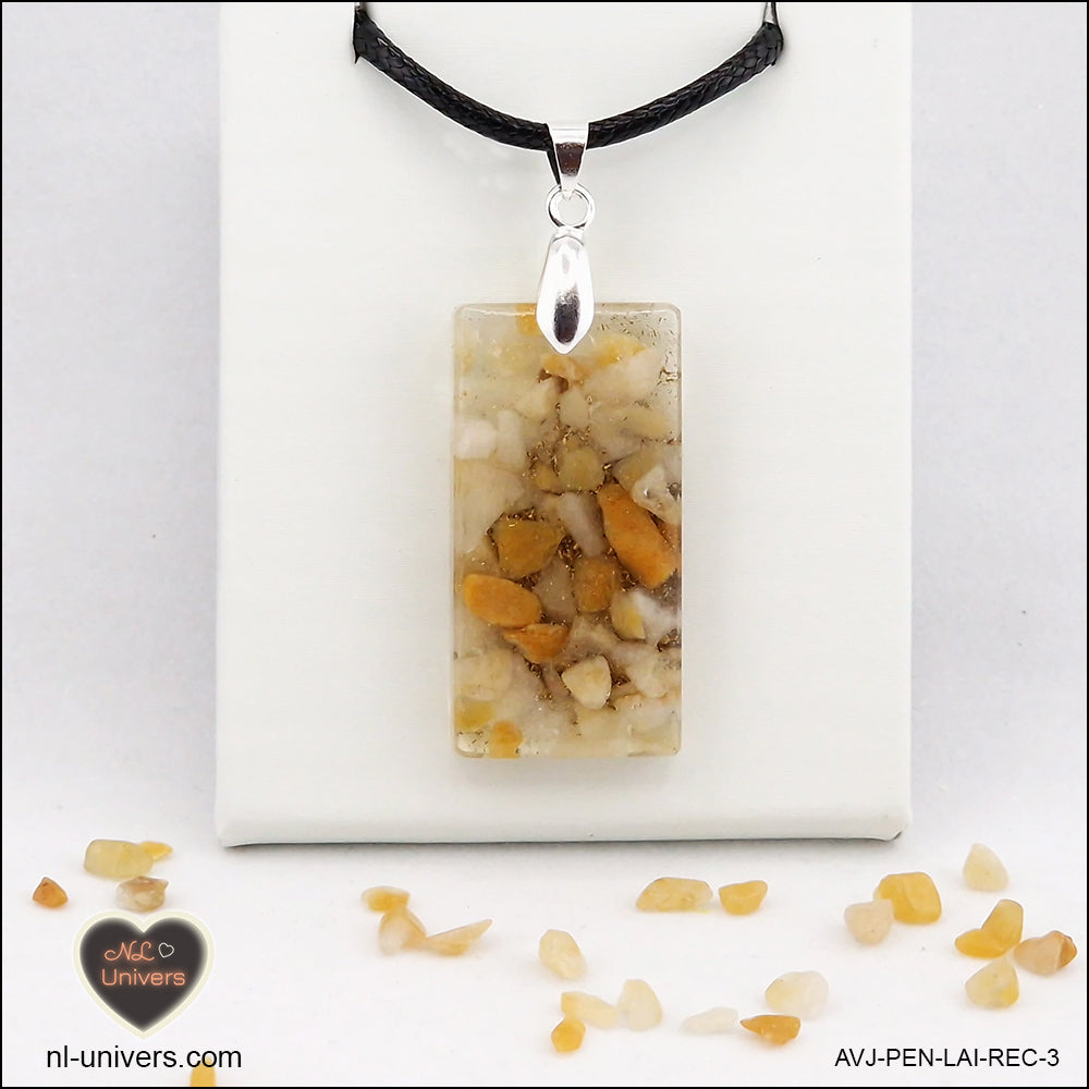 Pendentif Aventurine jaune rectangle M.2 en orgonite laiton