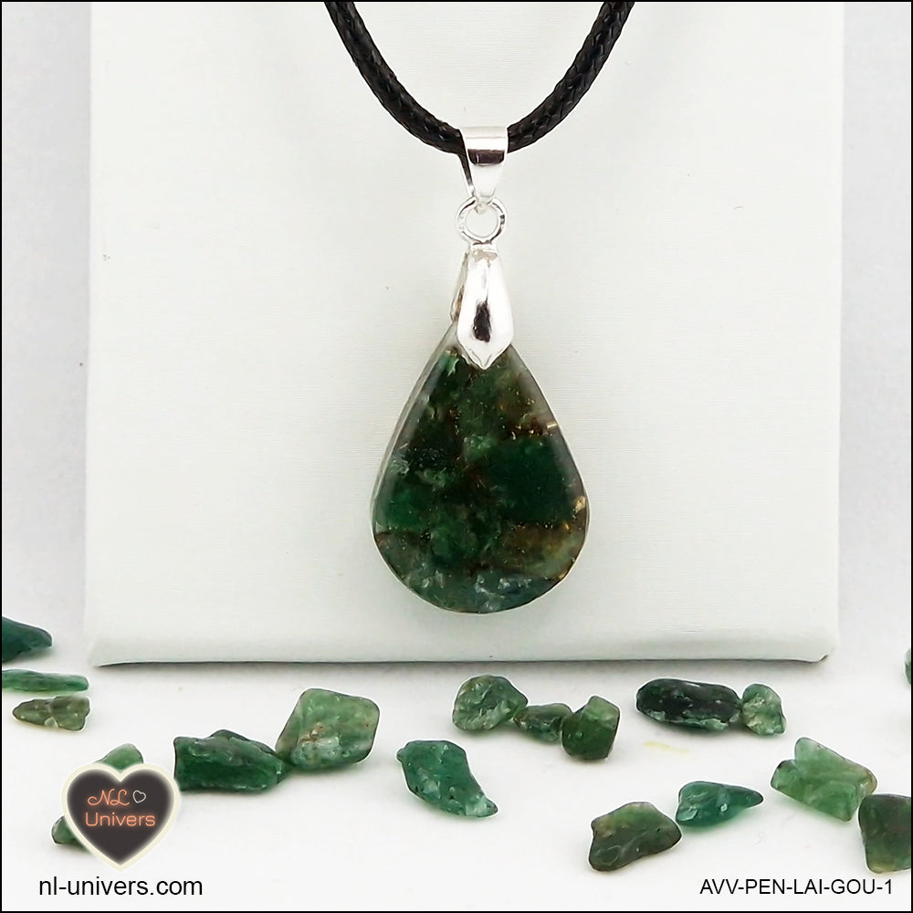 Green Aventurine pendant drop in brass orgonite