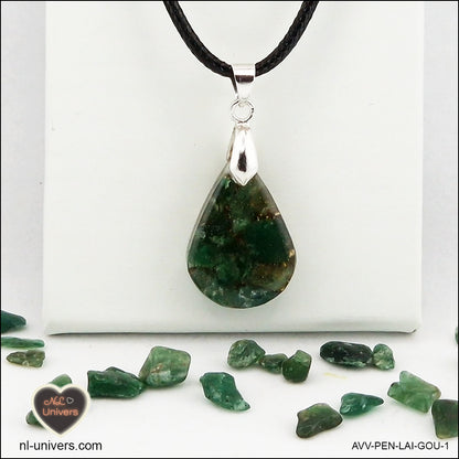 Pendentif Aventurine verte goutte en orgonite laiton