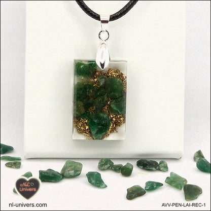 Green Aventurine rectangle M.1 pendant in brass orgonite