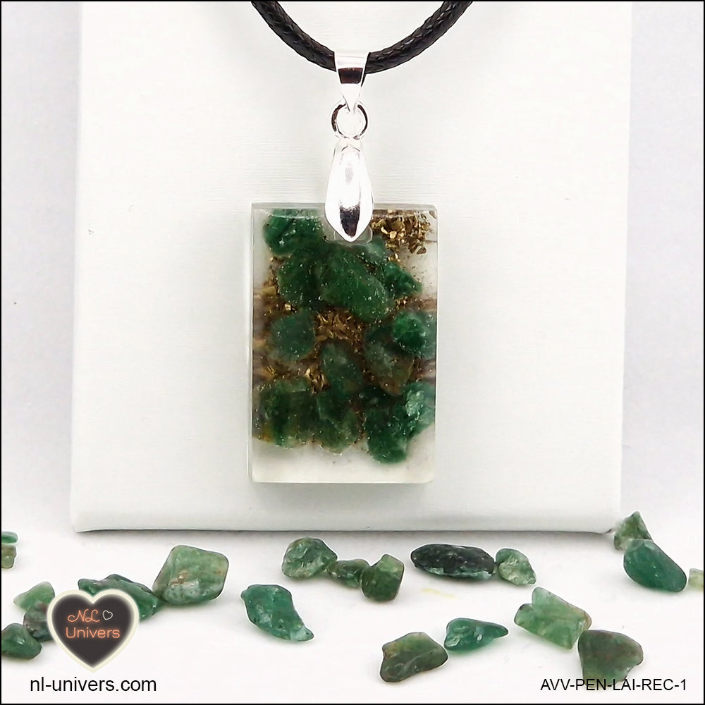 Green Aventurine rectangle M.1 pendant in brass orgonite