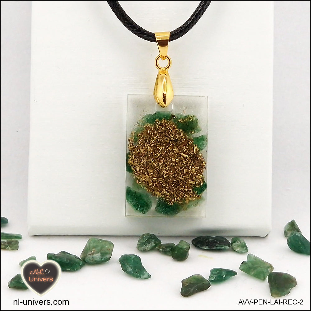 Green Aventurine rectangle M.1 pendant in brass orgonite