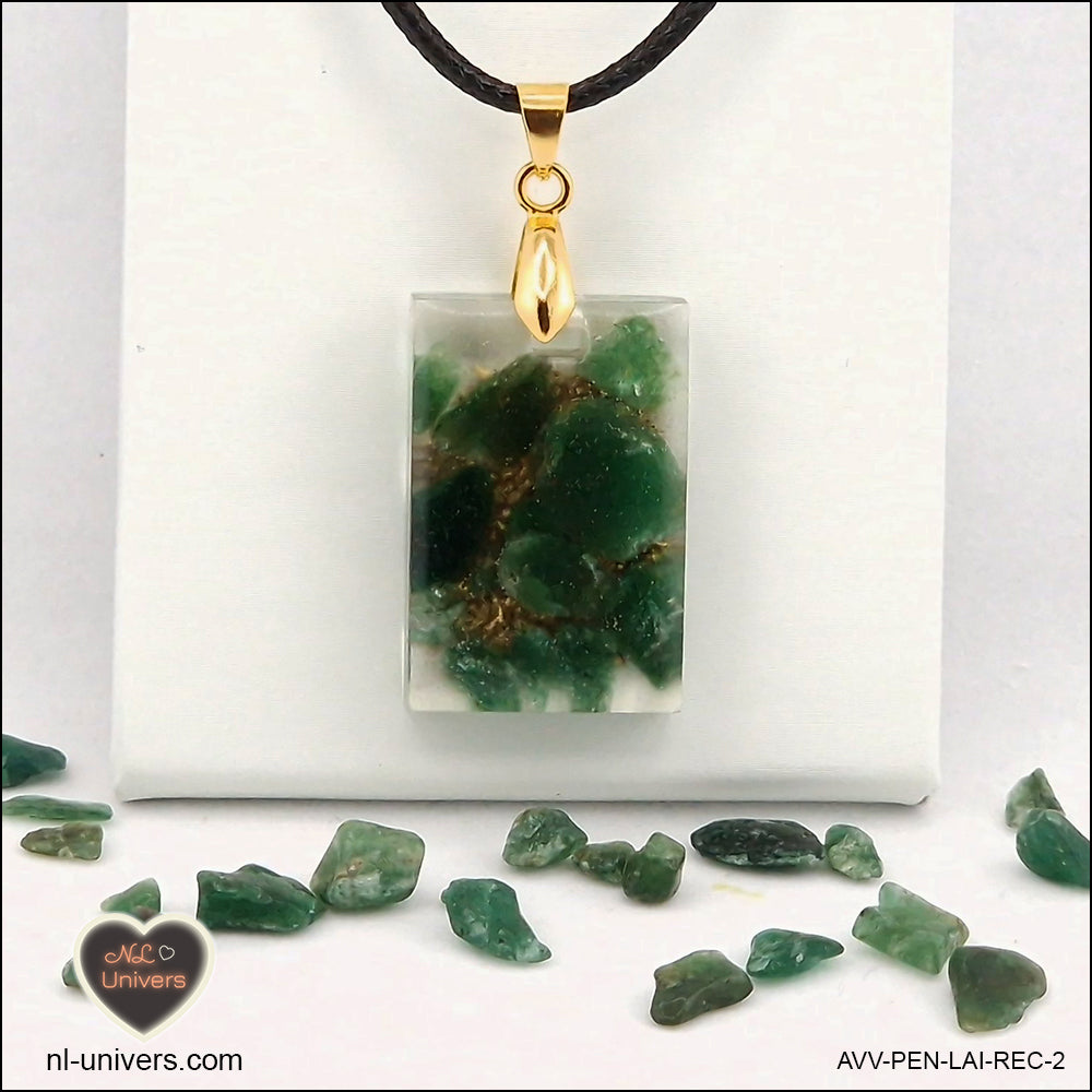 Green Aventurine rectangle M.1 pendant in brass orgonite