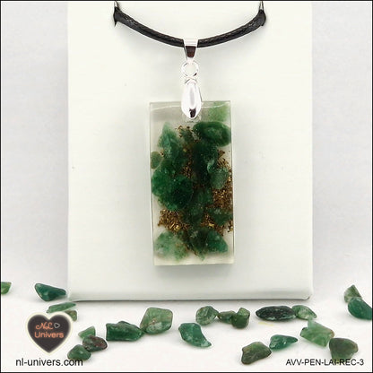 Pendentif Aventurine verte rectangle M.2 en orgonite laiton