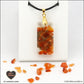 Pendentif Cornaline rectangle M.2 en orgonite laiton