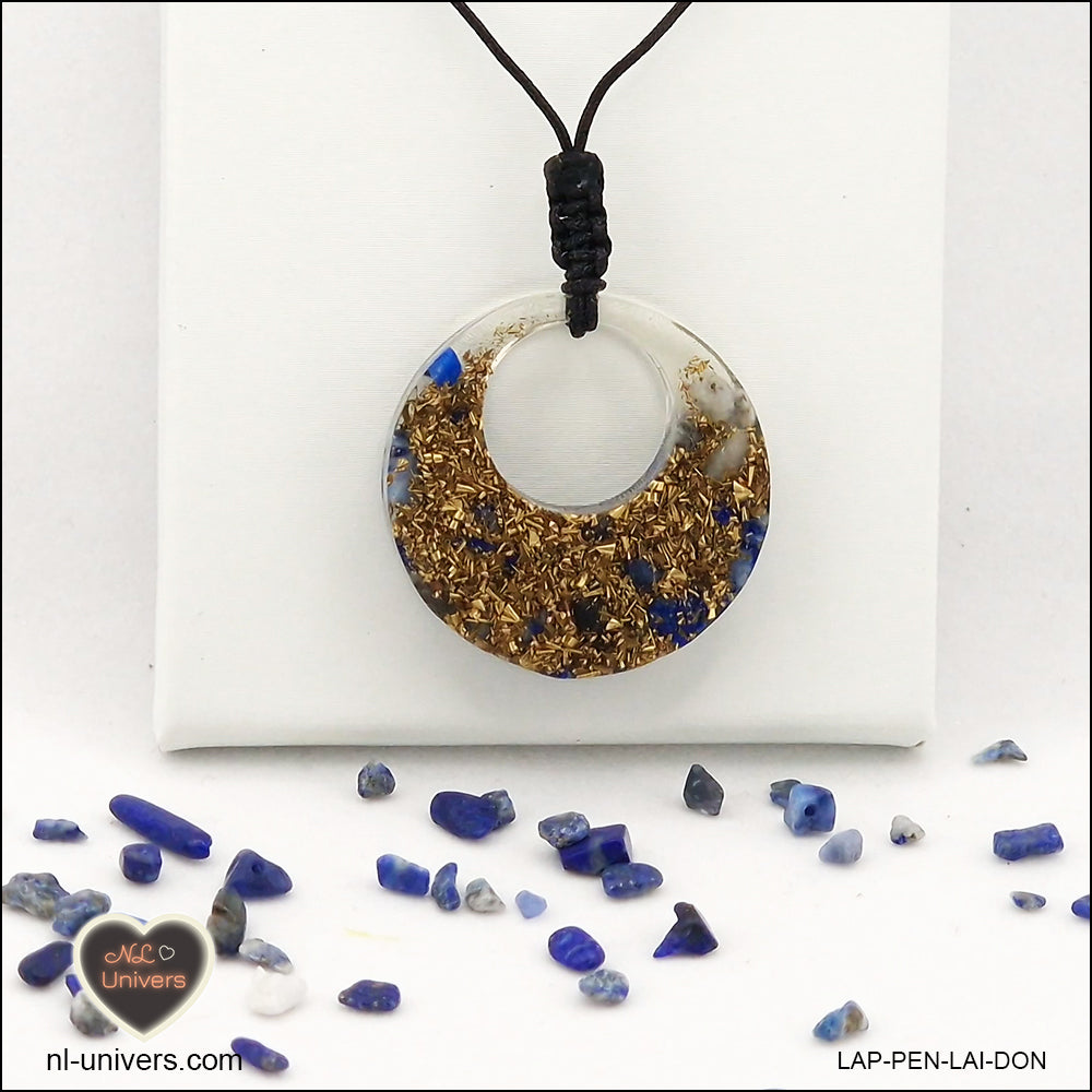 Lapis-Lazuli donut pendant in brass orgonite