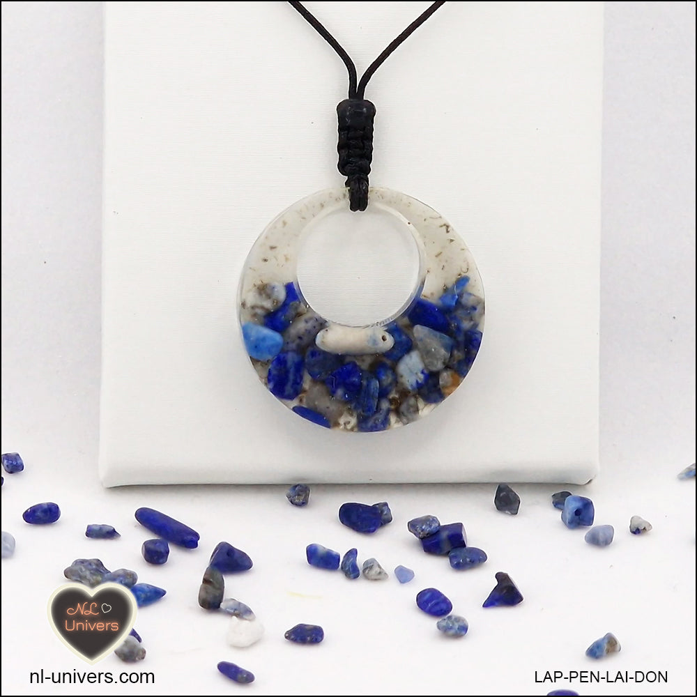 Pendentif Lapis-Lazuli donut en orgonite laiton