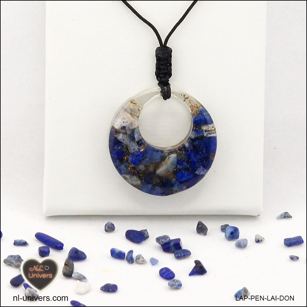 Pendentif Lapis-Lazuli donut en orgonite laiton