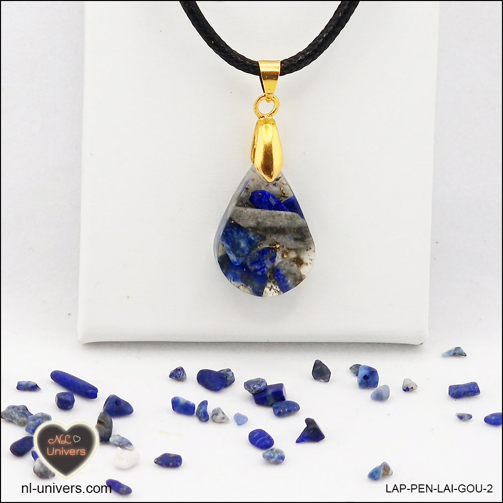 Pendentif Lapis-Lazuli goutte en orgonite laiton