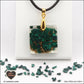 Square Malachite pendant M.2 in brass orgonite