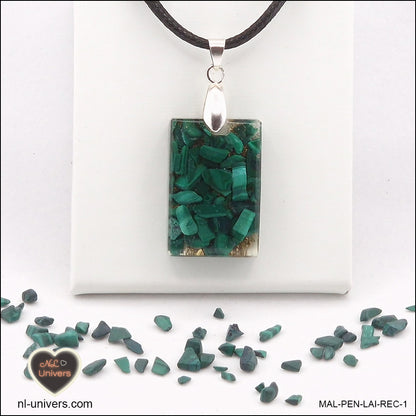 Pendentif Malachite rectangle M.1 en orgonite laiton