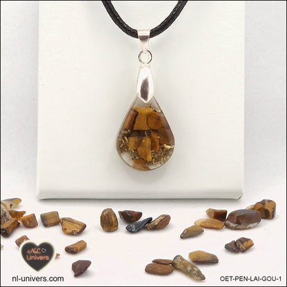 Tiger's Eye pendant drop in brass orgonite