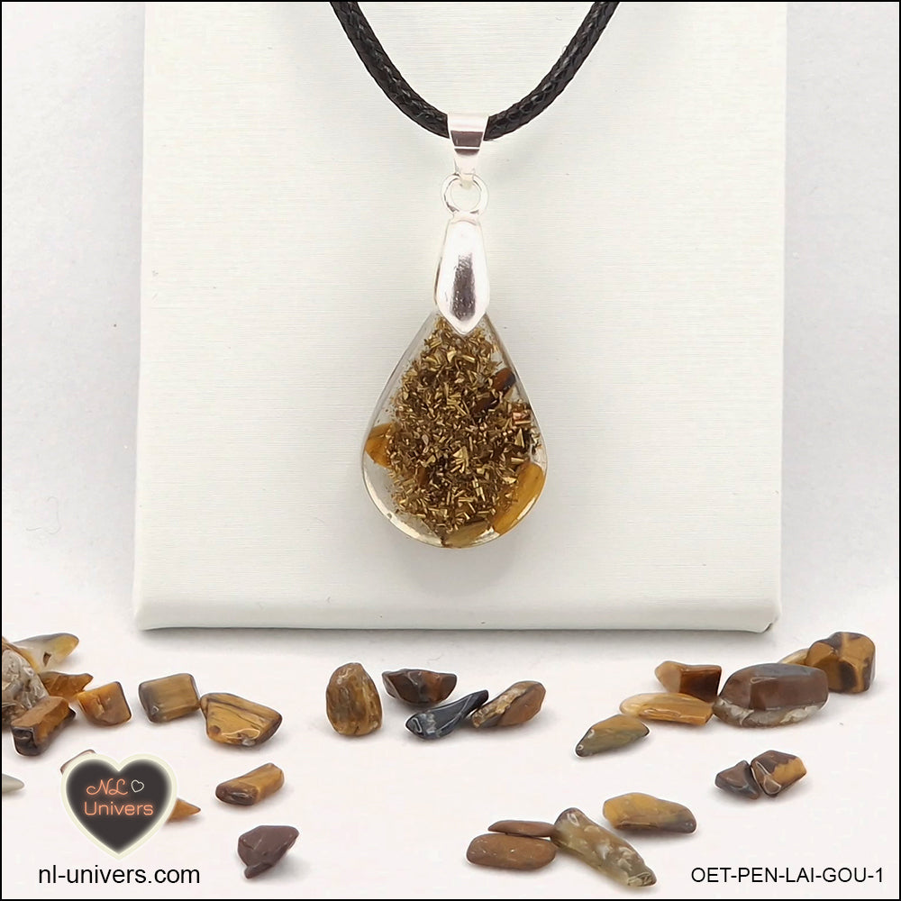 Tiger's Eye pendant drop in brass orgonite