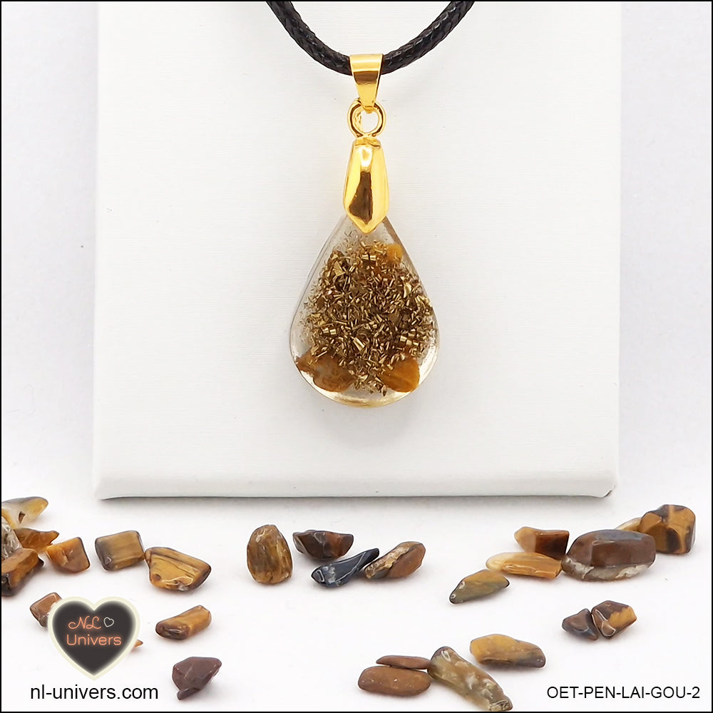 Tiger's Eye pendant drop in brass orgonite