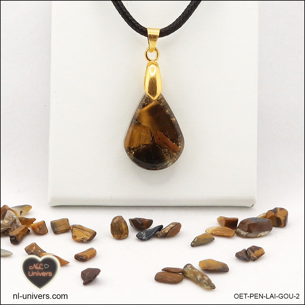 Tiger's Eye pendant drop in brass orgonite