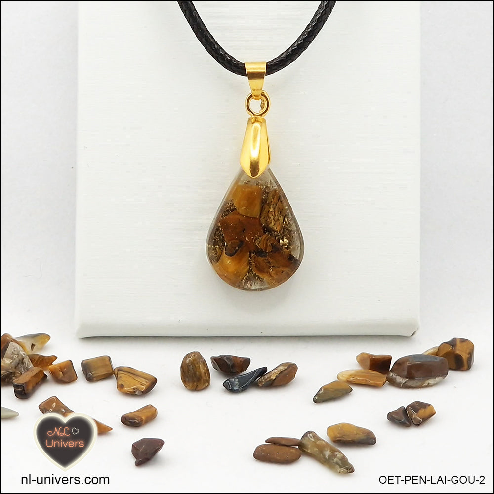 Tiger's Eye pendant drop in brass orgonite